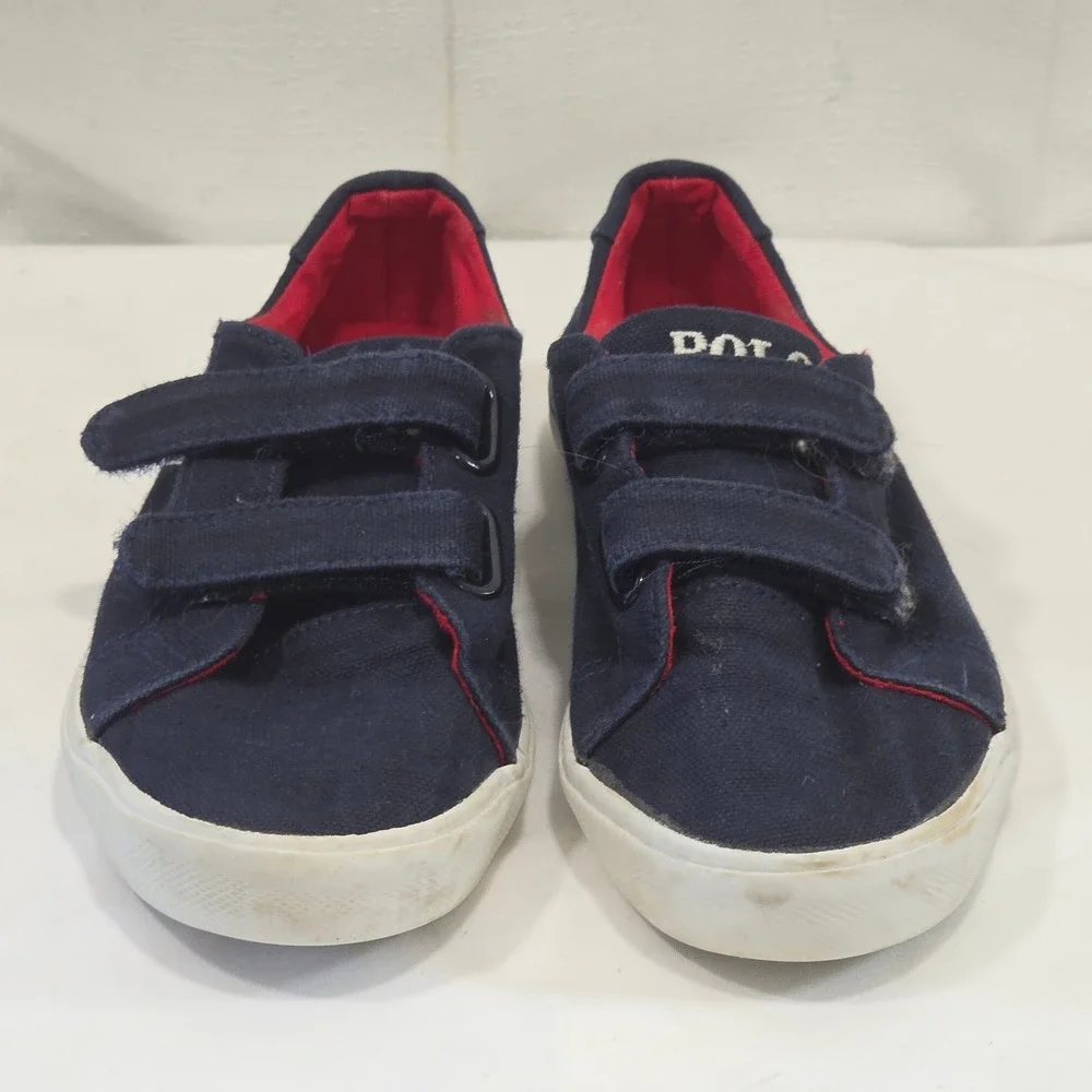 Polo Ralph Lauren Kids Slater EZ‎ Navy Blue Canvas Sneakers Size 11.5